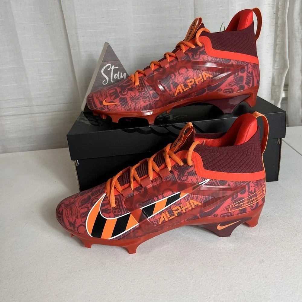Nike Football Cleats Men Size 9 Alpha Menace 4 Elite‎ NRG Red Orange FQ4046-600
